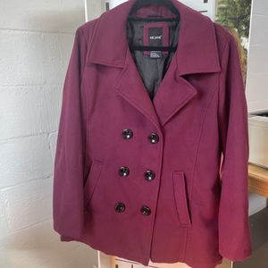 Me Jane Juniors‎ Maroon Winter Double Breasted Peacoat XL